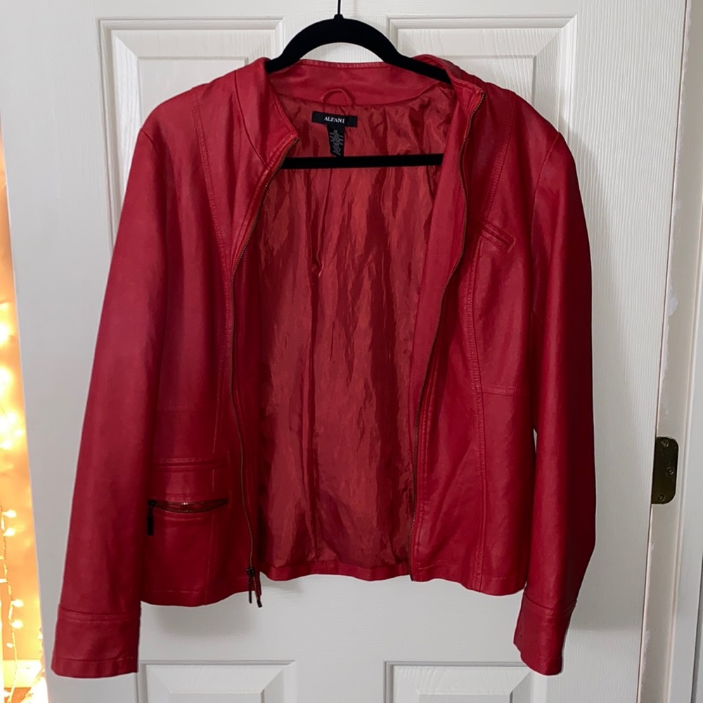 Colored Red Leather Jacket